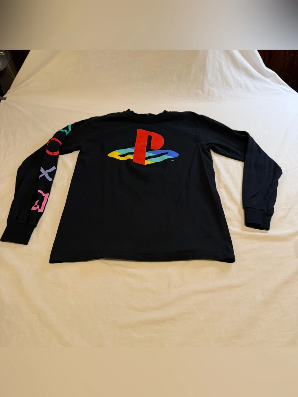 Sony Black Long Sleeve Tee with Multicolor PlayStation Logo